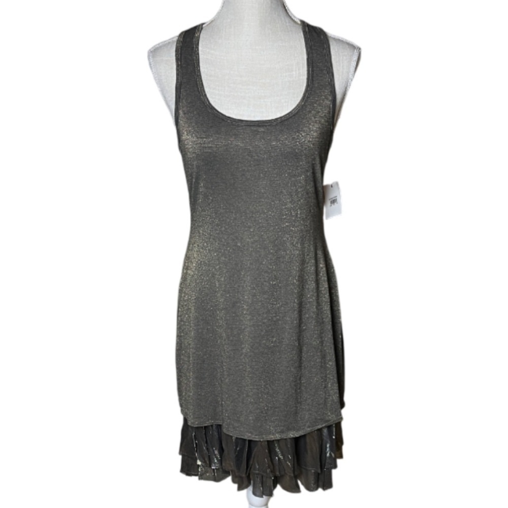 Bailey 44 Gold / Bronze Metallic Racer Back Dress NWT Sz Large